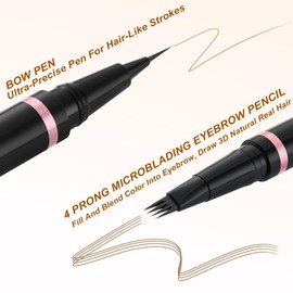 Eyebrow Pencil, 2-in-1 Waterproof Eyebrow Pen with 4 Tip Brow Pen and Ultra-Precise Brow Pencil, with Dual-ended Eyebrow Brush, Eyebrow Makeup for Natural Looking Eyebrows - Dark Blonde