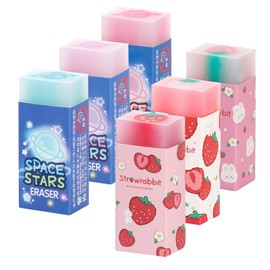 Children's Erasers Set of 6 Erasers Cute Eraser Set for Pencils and Coloured Pencils Schools Sketches Painting Fine Arts