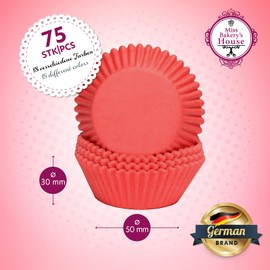 Miss Bakery's House® Papierbackförmchen - Standard - Rot - 75 Stück - Ø 5 cm x 3 cm - backfest - für Muffins und Cupcakes - Form zum Mitbacken im Ofen