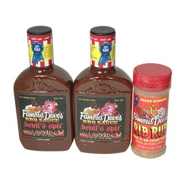 Famous Dave's BBQ Sauce, Devil's Spit 19 Oz (2-Pack) Bundled with Famous Dave's Rib Rub 5.5 Oz
