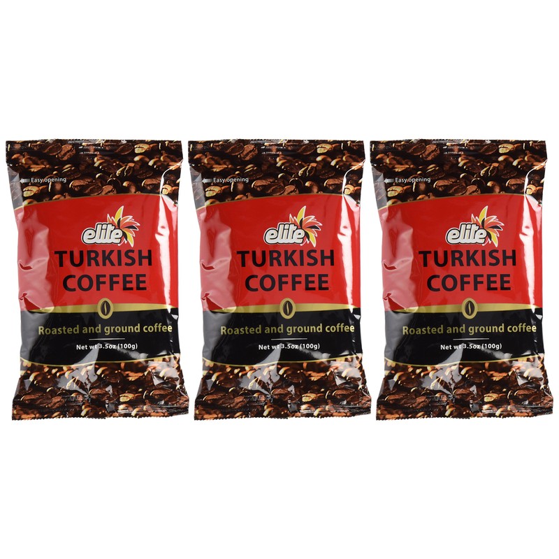 Elite Turkish Coffee Roasted and Ground 3.5 Ounce (3 Pack)