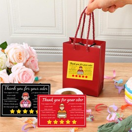 500 Pcs Star Review Delivery Labels Thank You for Your Order Stickers 2 x 3 Inch - Food Delivery Tamper Evident Sealed for Freshness Labels Stickers for Food Package Takeout （Black）