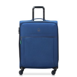 United Colors of Benetton Be Softside Expandable Luggage with Spinner Wheels, Faded Denim, Checked-Medium 23 Inch