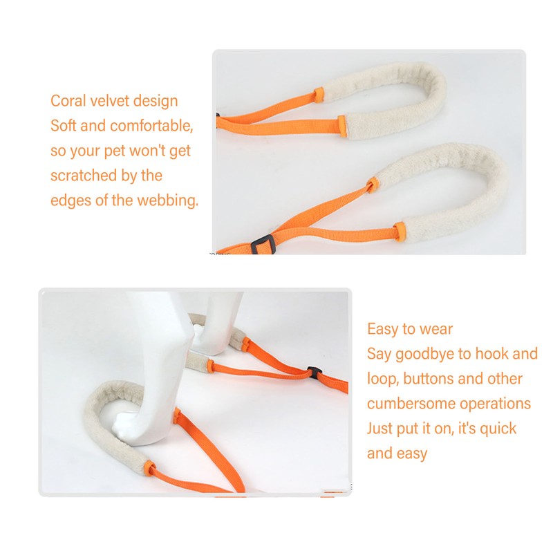 2Pcs Dog Back Legs Support Harness Soft Coral Velvet Adjustable