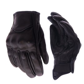 shamofeng Leather Motorcycle Gloves Goatskin, Cruiser Motorcycle Riding Off-Road Racing Sport Mountain Bike Dirt Bike Gloves for Men and Women, Full Finger Touch Screen, Black Non-Perforated XL