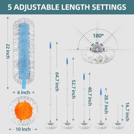 HIFOR RV Wash Brush, Bend Angle at Will, RV Wash Brush with Long Handle, RV Cleaning Brush, for Truck, RV, Trailer, Motohome (2 Brush Heads)