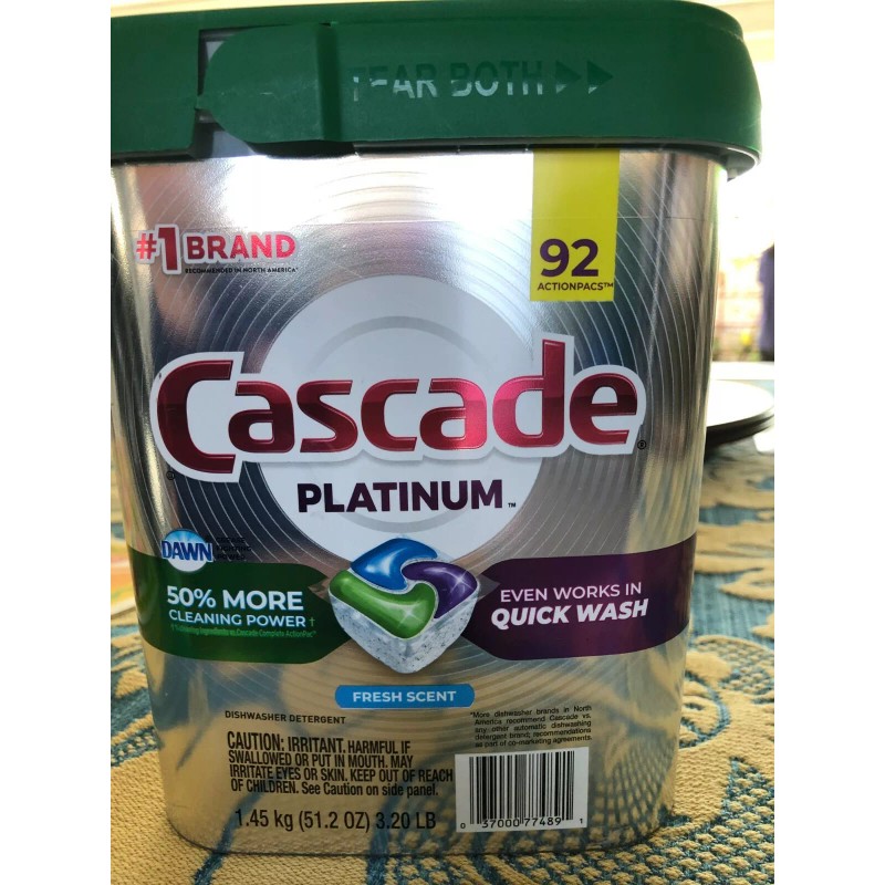 Cascade 6 Boxes -Cascade Platinum ActionPacs Dishwasher Detergent - 92