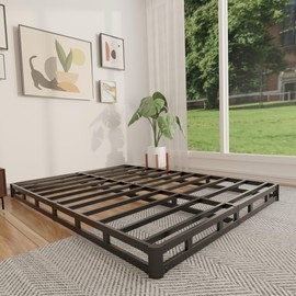FMDMR King Box Spring 4 Inch, Low Profile King Size Box Spring Only, Heavy Duty Mattress Foundation Metal Bed Base with Fabric Cover, Easy Assembly, Non-Slip, Noise Free