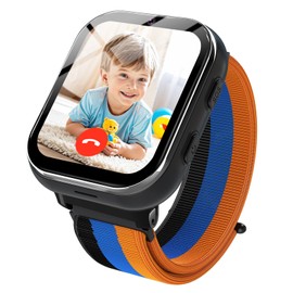 PTHTECHUS Smartwatch Children's GPS Children's Watch Phone with 4G Call Function, Video Call, WiFi, Camera, SOS, Chat for Boys Girls (Black)