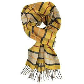 Rotfuchs Winter Scarf & Warm Checked Fashionable Multiple Colours Wool Made in Germany, Yellow beige