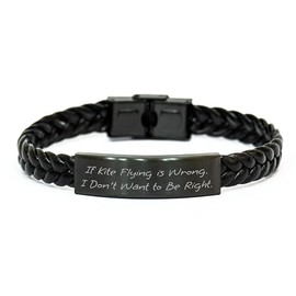 Kite Flying Enthusiast's Funny Quote Stainless Steel Braided Leather Bracelet, Kite Flying Gifts for Him, Kite Flying Accessories for Her, Birthday Unique Gift for Kite Flying Friends and Family