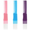 3 Pack Lift Teasing Combs with Metal Prong Salon Teasing