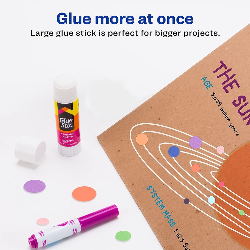 Avery 00196 Permanent Glue Stic, White Application, 1.27 oz. Stick,