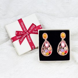 JUZICHEN Colourful Earrings Large, Statement Earrings, Glitter Earrings, Colourful Hanging, Large Earrings Fashion Jewellery, Earrings Large Hanging, Fashion Jewellery Earrings, Large Earrings, Glass