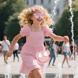 LJCTULY Kids Purse for Girls - Little Mouse Ear Bow Crossbody Bag - Cute Purse for Toddler Aged 2-8 - Girls Wallet Birthday Gift Set (Pink)