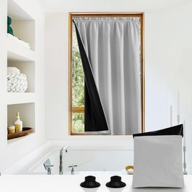 NICETOWN Greyish White 100% Blackout Portable Curtains 40 inch Length, Thermal Insulated RV Curtains Lightweight Shades Energy Saving with Suction Cups for Kids Room, 1 Panel, W52 x L40