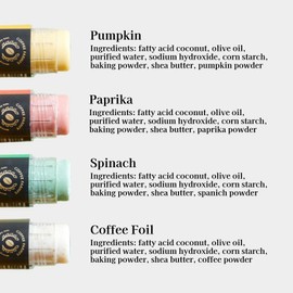 Vegan Dish Soap Bar (Pack of 4) | Eco-friendly Dishwashing soap bar Travel mini size (4.58 oz) | Organic Ingredients- Pumpkin, Spinach, Paprika, Coffee foil | Camping Hiking Backpacking Traveling