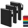 feela 3 Pack Pocket Notebook Journals with 3 Black Pens,