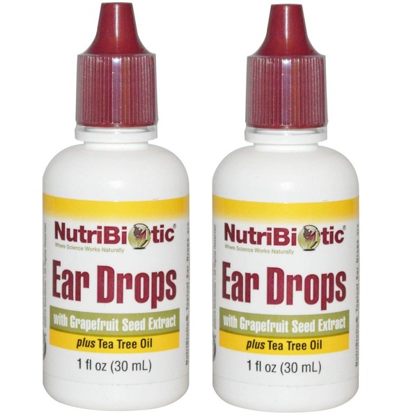NutriBiotic Ear Drops with Grapefruit Seed Extract and Tea Tree Oil (Pack of 2), 1 Oz Each