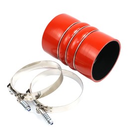 TenKeAuto TenKe 6" Length CAC 4-Ply Reinforced High Performance 4" ID Charge Air Cooler Double Hump Hose Boot Silicone Coupler + Constant Tension Clamps (RED 4 inch)