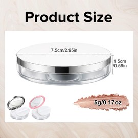 2-Pack Refillable Loose Powder Container with Puff & Mirror - 0.17 oz Travel Portable Empty Makeup Compact with Mesh for Women Girls (Pink, Silver)