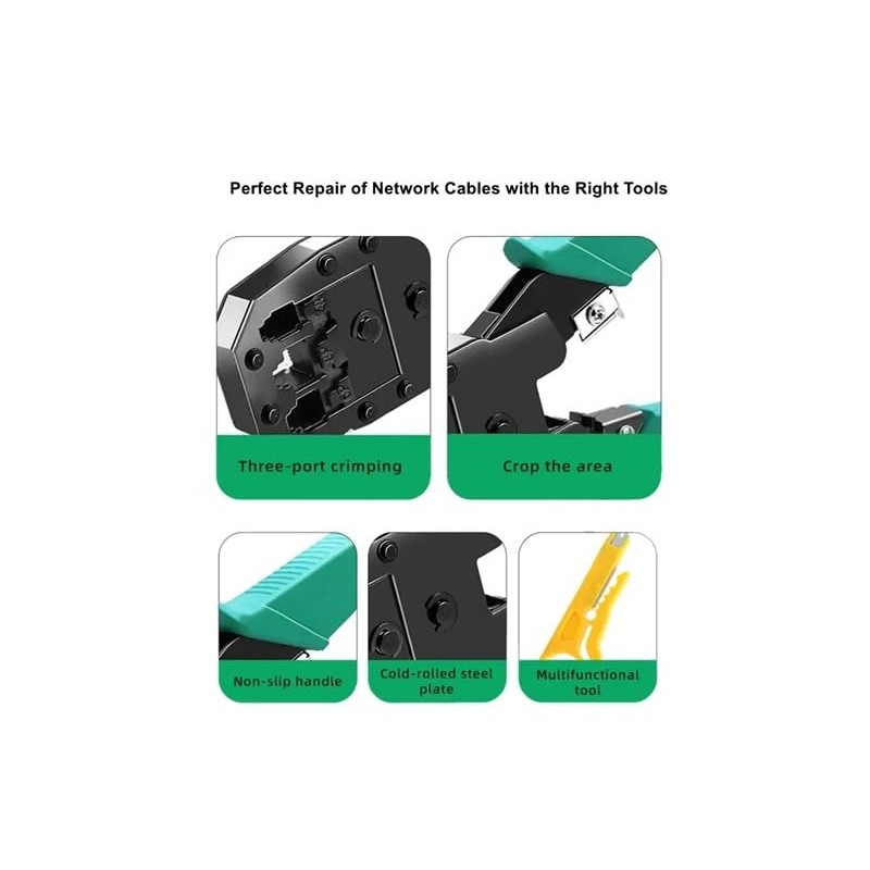 LinaLife RJ45 Crimp Tool Kit Pass Thru Cat5 Cat5e Cat6
