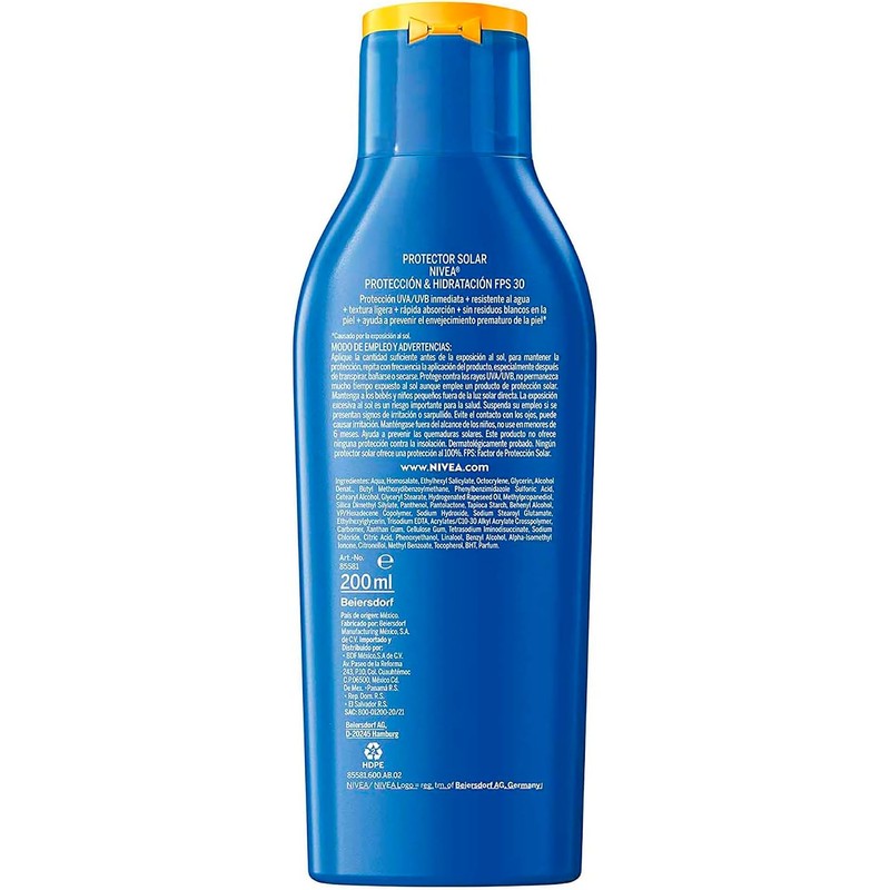Protector Solar Corporal NIVEA SUN Protección E Hidratación Fps30+ 200Ml,