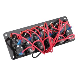 Unbranded 6 Gang Car Boat Rocker Switches Panel 12V/24V Replaceable Fuse Holder With Light