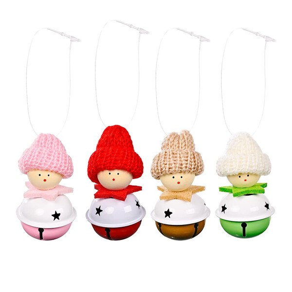 Koonafy Bell, Christmas Tree Bell, Knit Hat Bell Pendant, Set of 4, Christmas Decoration, Christmas Doll Bell, Hanging Decoration, Home Decor, DIY Material, Tree Hanging, Gift, Accessory, Cute,