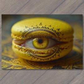 PaperMadDogScar POSTCARD Macaron Eye Deep Yellow Detailed Surreal Unusual Strange Weird Creepy