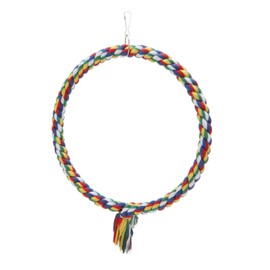 Colorful Bird Cotton Rope Swing Perch Climbing Stand Toy, Large Circle Cage Hanging Toy for Cockatiel Conure Cockatoo Parakeet Cage Hanging Decor (Large)