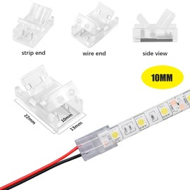 YUTOKEER 2 Pin 10mm SMD LED Connector Kit - Pack of 10 Solderless Connector for 10mm SMD LED Strip, Includes Screwdriver and Opening Tool
