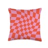 Wavy Checkered Aesthetic Checkerboard Pink Red Orange Cute Throw Pillow