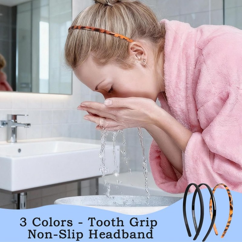 3 Pcs Acrylic Headbands with Teeth - Fashion Skinny Hair