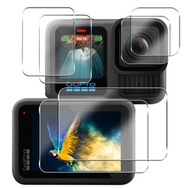 4-Piece Set: Glass Screen Protector Film (x 4) and Lens Protector Film (x 2) for Gopro Hero 13 Black, 9H Hardness, Made in Japan by Asahi Glass, Tempered Glass, Scratch-Resistant, Shockproof