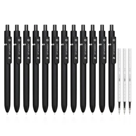 STAGEEK 12 Pcs GX3 Black Gel Pens, Quick Dry Smooth Writing, with 3 Refills