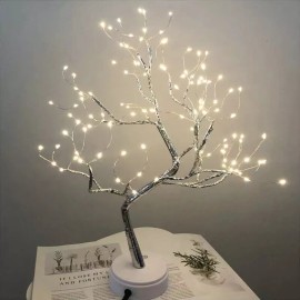 Unbranded 108 LED Light Bonsai Tree Lamp Desktop DIY Fairy Lights Tree Night Light Lamp US - warm white