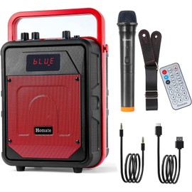 Karaoke Machine for Adults Kids, Portable Outdoor Bluetooth Speaker with Single UHF Wireless Microphones Supports Remote Control, TF Card/USB/AUX, TWS, PA System & Bass Boost/Treble for Party!