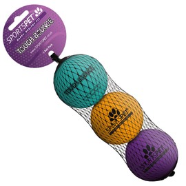 SPORTSPET Tough Bounce Natural Rubber Dog Balls - Highly Durable Tough Bounce Balls (65mm) (3 Pack)