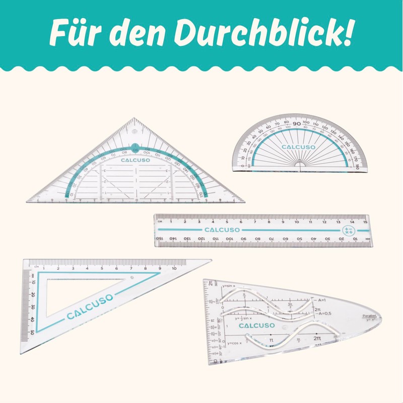 CALCUSO Compass Set Geometry Set 12-piece with Compass, Set Square,