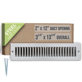 Fits 2x12 Duct Opening | Toe Kick Vent Cover by Handua | Cabinet Toe Kick Space Register Grille | HVAC Toe Space Vent Cover | Outer Dimensions: 3 3/8" X 13 3/8" | Gray
