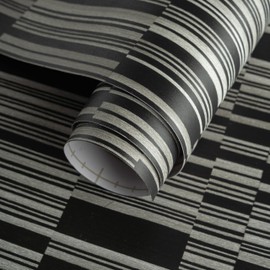 Stripe Black&White Wallpaper Self-Adhesive Removable Waterproof Wall Paper peel and stick Contact Paper 48"x394" Widen Thick Vinyl Sticker Mural for bedroom Wall Apartment Zebra Plaid Wrap Decor Paper