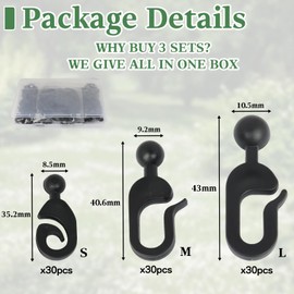 90 Pcs Plastic Hooks for Mosquito Netting and Gazebo Curtains, Durable Gazebo Curtain Hooks, Curtain Hooks for Multiple Use