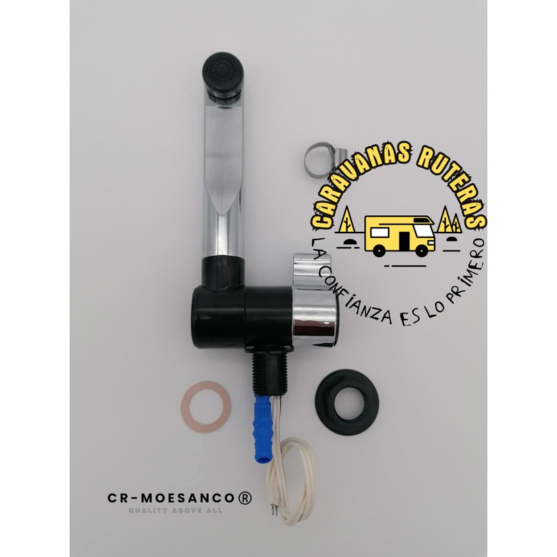 CR-MOESANCO® 12V London Chrome Tap + Stainless Steel Clamp Caravan