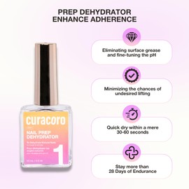 Curacoro Nail Dehydrator 15ml – Fast-Drying Prep for Gel and Acrylic Nails, Non-Yellowing, Long-Lasting Adhesion, Air-Dry Formula, Manicure Supplies for Home Salon Use
