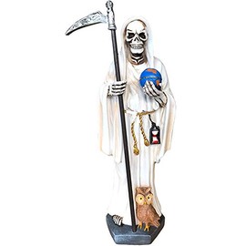Santa Muerte White 11 Inch Statue Holy Death Grim Reaper Skull Skeleton