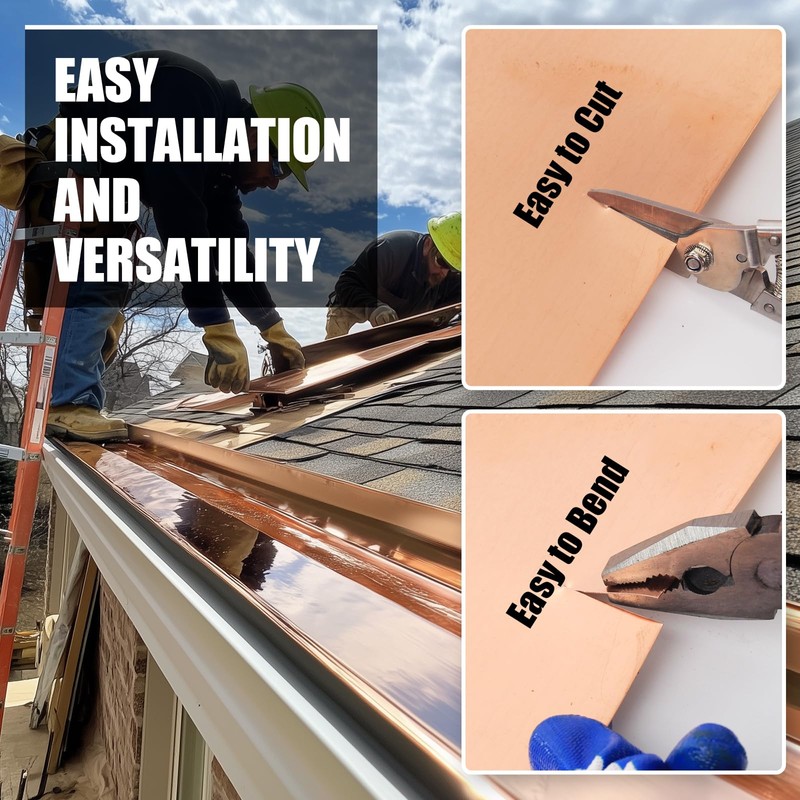 Royilink Copper Roof Flashing Roll, 8in x 10ft, 28 Gauge