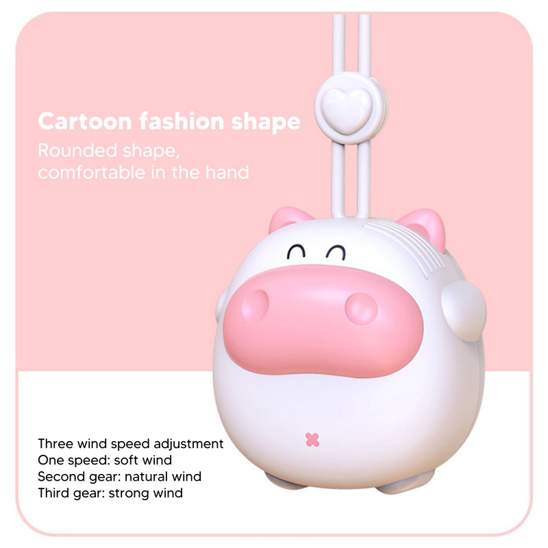 Mini Hanging Neck Fan USB Rechargeable 3 Speeds Bladeless Hands
