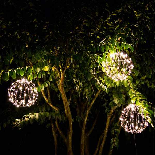 Elf Logic - Outdoor LED 12" Light Balls (3 Pack) Hanging Tree Globe Light - Outdoor Light Balls (3 Pack 12" Globes)