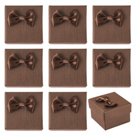 Boutigem 12 Pack Deep Brown Square Small Jewelry Gift Boxes Ring Boxes Earring Boxes Cardboard Paper Gift Boxes Gift Case Jewelry Display Boxes for Festival Birthday Wedding Couple Anniversaries